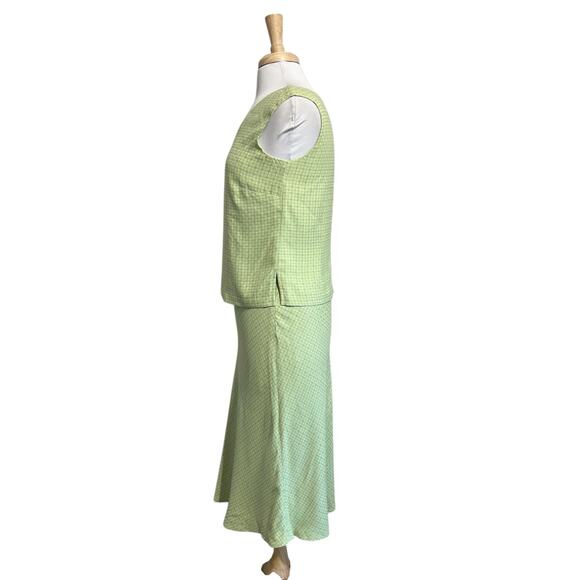Vintage Tommy Bahama 100% Silk Lime Green Tank Top and Skirt Outfit Set Small - Picture 4 of 8